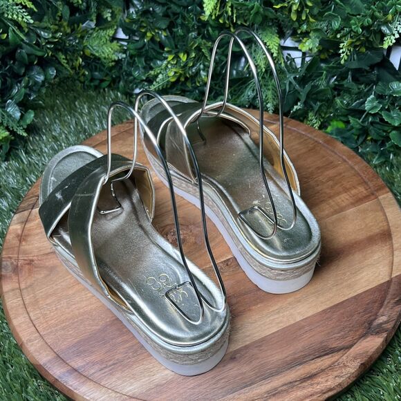 FRANCO SARTO Sandals Women 10 Gold Titan Platform Espadrille Jute‎ Wrap 2177 - Picture 11 of 14